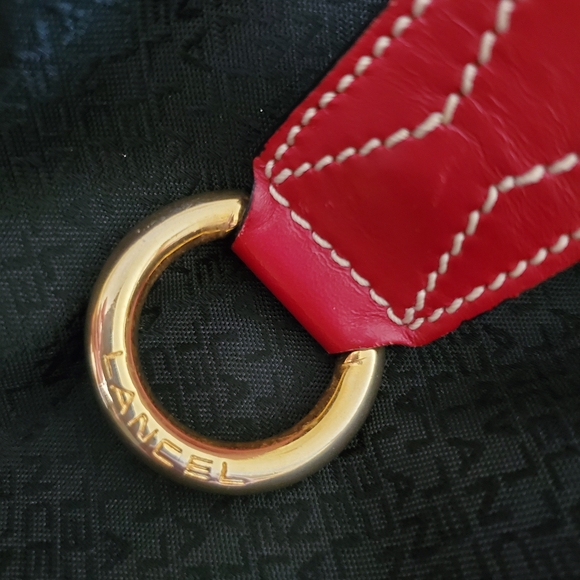 Lancel Paris Deep Red Leather Drawstring Bucket Bag Shoulder Purse Elsa Sellier - Picture 14 of 14